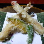 大喜庵 - 2013.04　天ぷら　えび、秋刀魚、しし唐、かぼちゃ