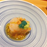 割烹 柚葉 - 落花生のお豆腐、ぼたんエビと雲丹