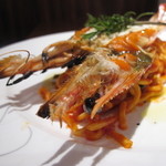 リストランテ ネグラマーロ - 三河産超特大天然車海老のグリル キターラのアラビアータ添え