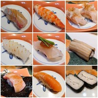 明治の森箕面 音羽山荘 - 縞鯵､車海老､赤鯥､剣先烏賊､真鯛､穴子､本鮪､サーモン､太刀魚のめはり寿司✨愛媛、熊本、佐賀等、産地にもこだわられた魚たち。サーモンも国産(静岡富士産)✨