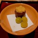 銀座 しのはら - 新銀杏の素揚げときぬかつぎに唐墨