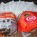 A&W - Jr.メルティ＋サクッとバーガー ３７０＋０円(ラッキーチューズデー)．