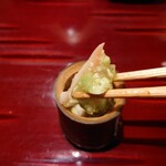 銀座 しのはら - （竹の器）北寄貝のずんだ餡掛け