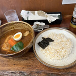 らっきょ＆Star - チキンスープカレー　スープ大盛り　玄米中盛り　辛さLevel7