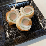 とんもつ串焼き煮込み しょう - 生姜ちくわ巻き　大葉がとっていいアクセント