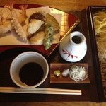 康正庵 - 三色 天ぷら付き。