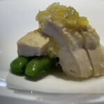 松石 - 庄内彩鷄の蒸し鶏と金ニラのソース