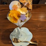 キッチン あお - 和パフェ。ハーフサイズ300円
      食後のデザートとして手頃なサイズ
      フルーツもそこそこ入ってて美味かった