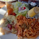 メイプル - ナポリピザパントーストサラダ果物珈琲ゼリー。そして