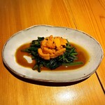 いざかや しん - うにほうれんそう(うにホーレン)の発祥は広島市の『流川・薬研堀』エリアです。そして生うにが使われていたら最高なんです！！(o^^o)