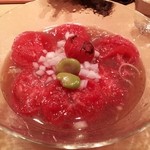 饗 くろ喜 - 13.04.25【限定麺】冷やしトマトそば 煮干しガーリックオイル(1000円)