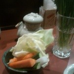 付け合せの野菜とネギ