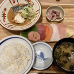 Tsukiji Shokudou Genchan - お刺身とサバの味噌煮定食