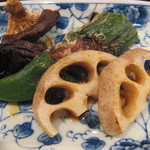 寿司　おお久保 - シャキシャキ蓮根、椎茸、万願寺とうがらしの焼き物