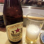Tsukinoya Zushi - ビール、サッポロラガー、三本飲みました。