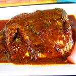 お食事処 河童 - 日替わりワンコインランチ・鯖味噌定食　５００円（税込）鯖の味噌煮のアップ【２０２２年９月】