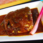 お食事処 河童 - 日替わりワンコインランチ・鯖味噌定食　５００円（税込）鯖の味噌煮のアップ【２０２２年９月】