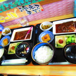 お食事処 河童 - ２人の日替わりワンコインランチ・鯖味噌定食　５００円（税込）【２０２２年９月】