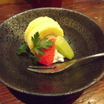 蕎麦 やすたけ - 「天ぷらとお蕎麦のおもてなし膳」のデザート　ｈ25.4.26撮影