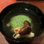 研覃 ほりべ - 岩手の松茸と鱧の椀　叩きオクラ