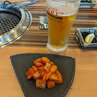 焼肉おしわら 雅 - とりあえず生、カクテキ