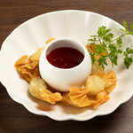 fried wontons with samosa candy