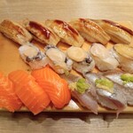 寿司 築地日本海 - 穴子　あわび　サーモン　イワシ