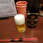 鳥芳 - 瓶ビール600円