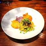 イル ネッビオ - 濃厚な味わいのヒオウギ(ヒオオギ)貝をレモンバターソースでさらに旨味をアップして、イタリア産カラスミ風味のタリオリーニを加えて仕上げた極上パスタです(o^^o)