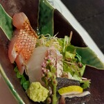 多満喜 - 造り　秋刀魚・鯛・金目鯛のお造り