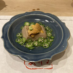 日本料理 川島 - 胡麻豆腐・唐津ウニ・オクラソース