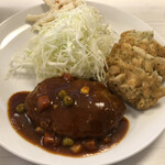 キッチンニュー早苗 - ハンバーグ　揚げ餃子