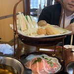 町屋 清水庵 - マーブルポーク餅しゃぶ2,200 円（マーブルポーク豚・うどん付き）