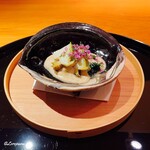 らん亭～ 美日庵 - 蝦夷鮑と金時草の胡麻酢がけ