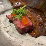 らん亭～ 美日庵 - 福島県産の黒毛和牛うねめ牛と卵黄の醤油漬