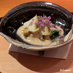 らん亭～ 美日庵 - 蝦夷鮑と金時草の胡麻酢がけ