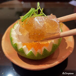 らん亭～ 美日庵 - 鮃の昆布〆といくら