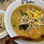 れんげ食堂 Toshu  - 味噌ラーメン    半チャーハン