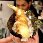 Shrimp tempura hand roll