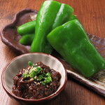 Homemade meat miso peppers
