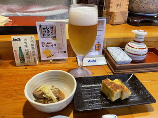 Happouzushi - ビールとお通し2種