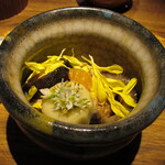 yokoyama - 干し海人参（なまこ） 剣先烏賊 あん肝  三鮮飯（黒米ともち米を使ったちまき）ゴルゴンゾーラのバター