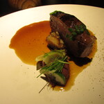 yokoyama - 七谷鴨 舞茸等の天然きのこのピューレ 秋刀魚のリエット