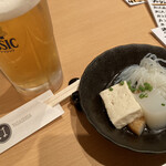 Hamano Yasashisa - 生ビール、お通し