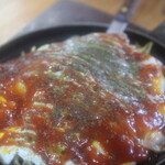 Okonomiyaki Santouka - 山頭火焼き(麺普通、チーズ、シーフードミックストッピング)