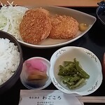 Shokusai Shubou Wagokoro - ジューシーめんちかつとコロッケ定食ランチ(880円)