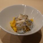 日本料理 うつせみ - 雲丹卵ご飯、太刀魚をのせて