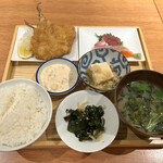 KAISEN MART - 境港産アジフライとお刺身定食　¥1400