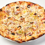 Seafood and anchovy marinara pizza
