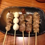 多伊夢 - 左から、とりしろ（食道）、うずら、ハツ×2、すきみ（ネック）
                                